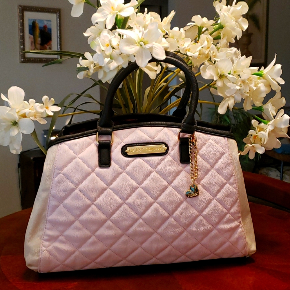 Betsey Johnson Pink & Cream Large Satchel